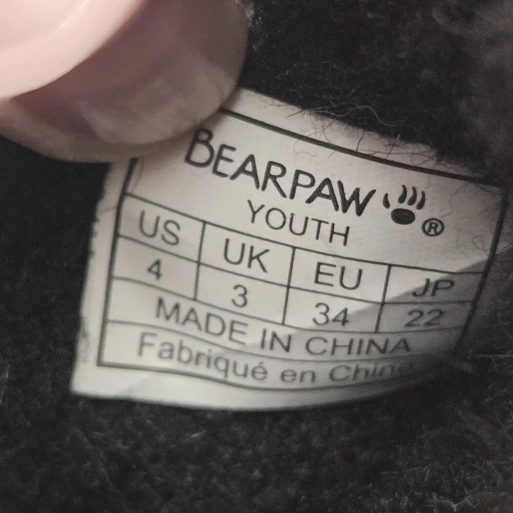 BEARPAW Retro Mondi Youth Ankle Boot, Kid's Lace-up Boot Cow Suede Sz 4 NWT $79